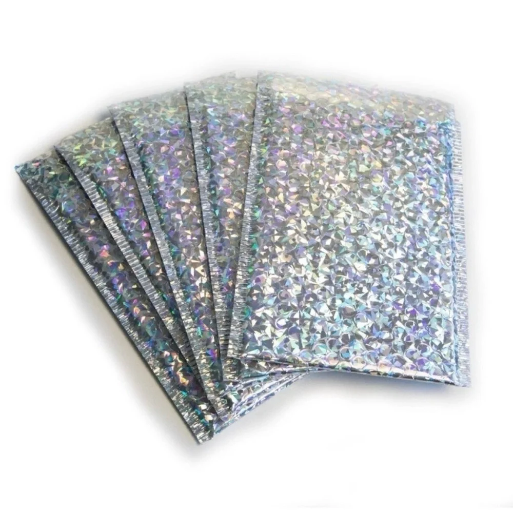 50 Holographic iridescent bubble mailers envelopes sparkly padded shipping bags